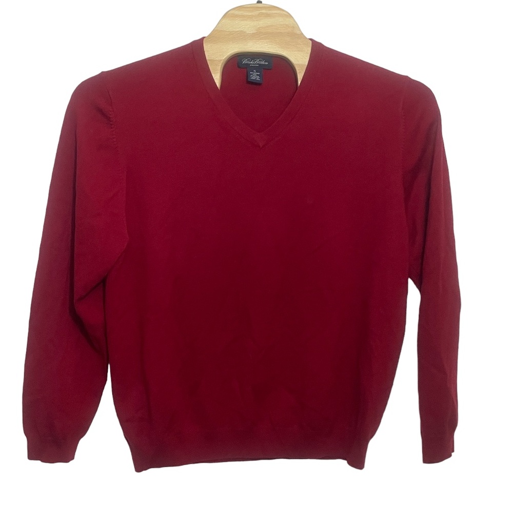 Brooks Brothers‎ XL Red V-neck Sweater Wool Blend - Picture 3 of 5